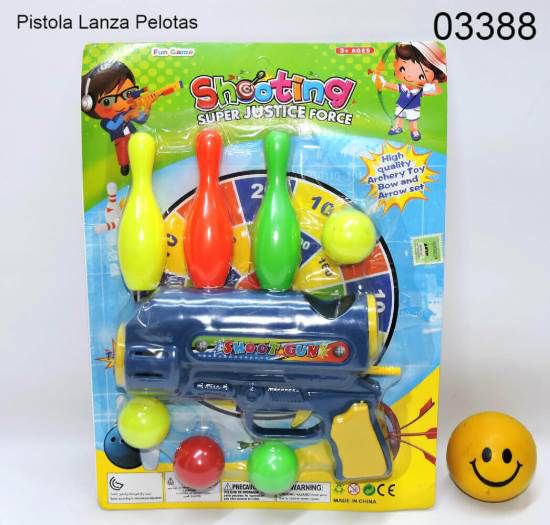 Imagen de PISTOLA LANZA PELOTAS EN BLISTER CON 3 PINOS 7.25